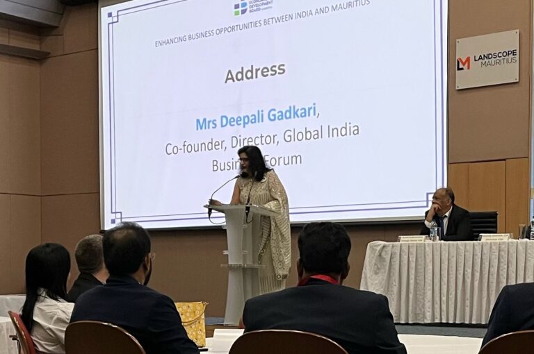 Mrs. Deepali Gadkari Co Founder of GIBF at the event in presence of International Delegates